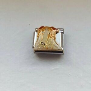 Enamel collie dog face 9mm stainless steel italian charm bracelet link new